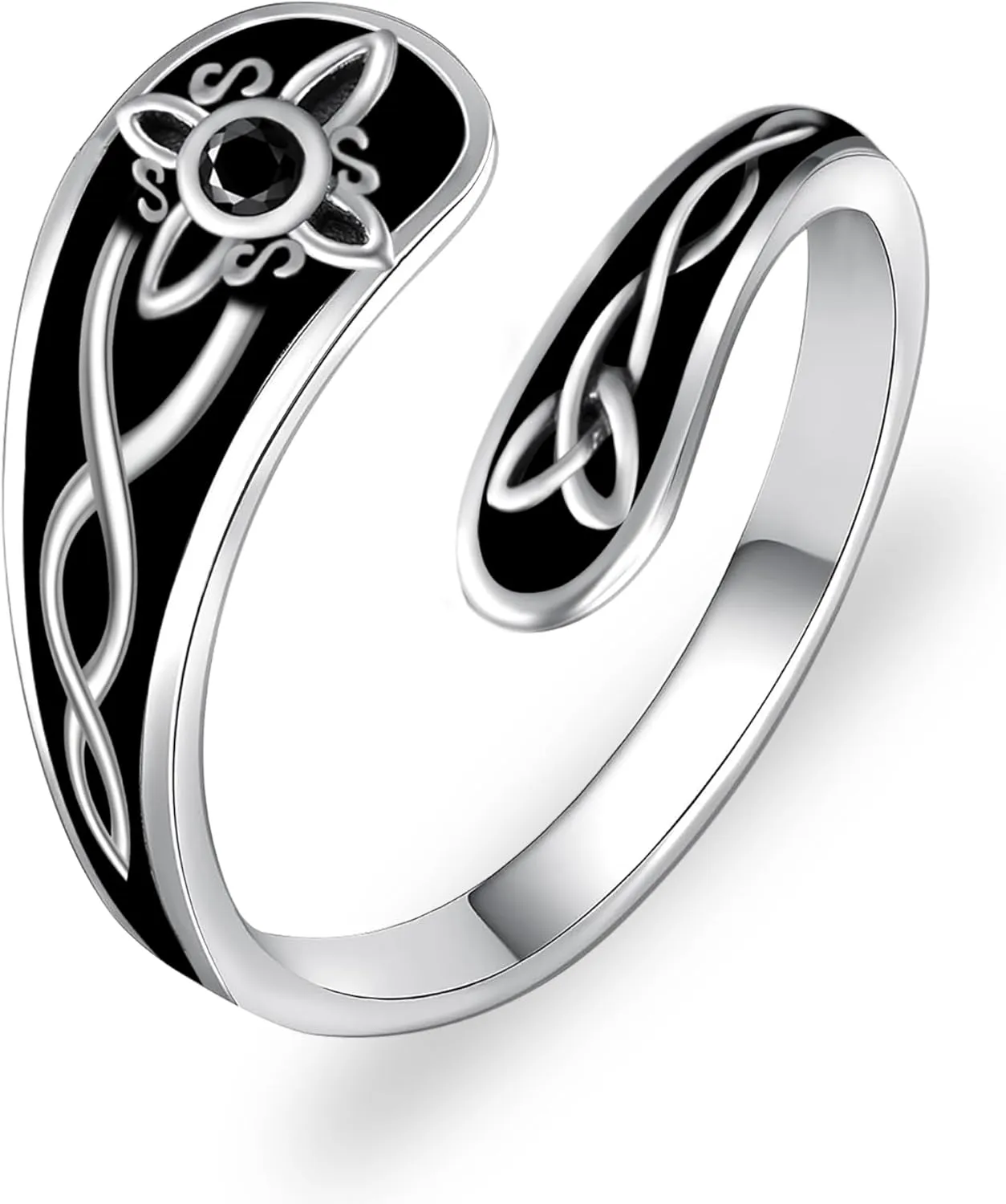 Phoenix/Tree of Life/Cross Faith/Witches Knot/Skull Spoon Rings for Women Men 925 Sterling Silver Ring Vintage Adjustable Antique Thumb Rings Jewelry Statement Wide Extendable Open Ring