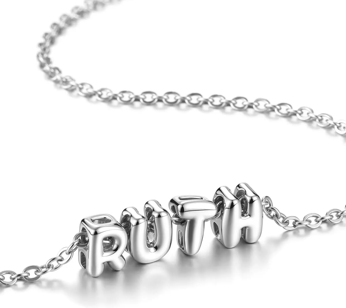 PiercingJ Custom 3D Name Letter Necklace Cute Bubble Initial Removable Pendant Gold Silver Personalized Balloon Charm Necklaces Alphabet A-Z for Women