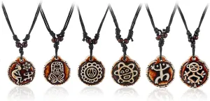 Pingyongchang Artificial Bone carving Sea Turtles Pendant Necklaces Gifts for Women Men Adjustable Rope 6/10 Pcs -6 PCS restore
