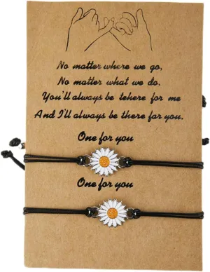 Pingyongchang Cute Flower Pearl Pendant Bracelet Friendship Bracelets Matching Flower Best Friend Bracelet Best Friends Distance Bracelets for Women Gifts Jewelry
