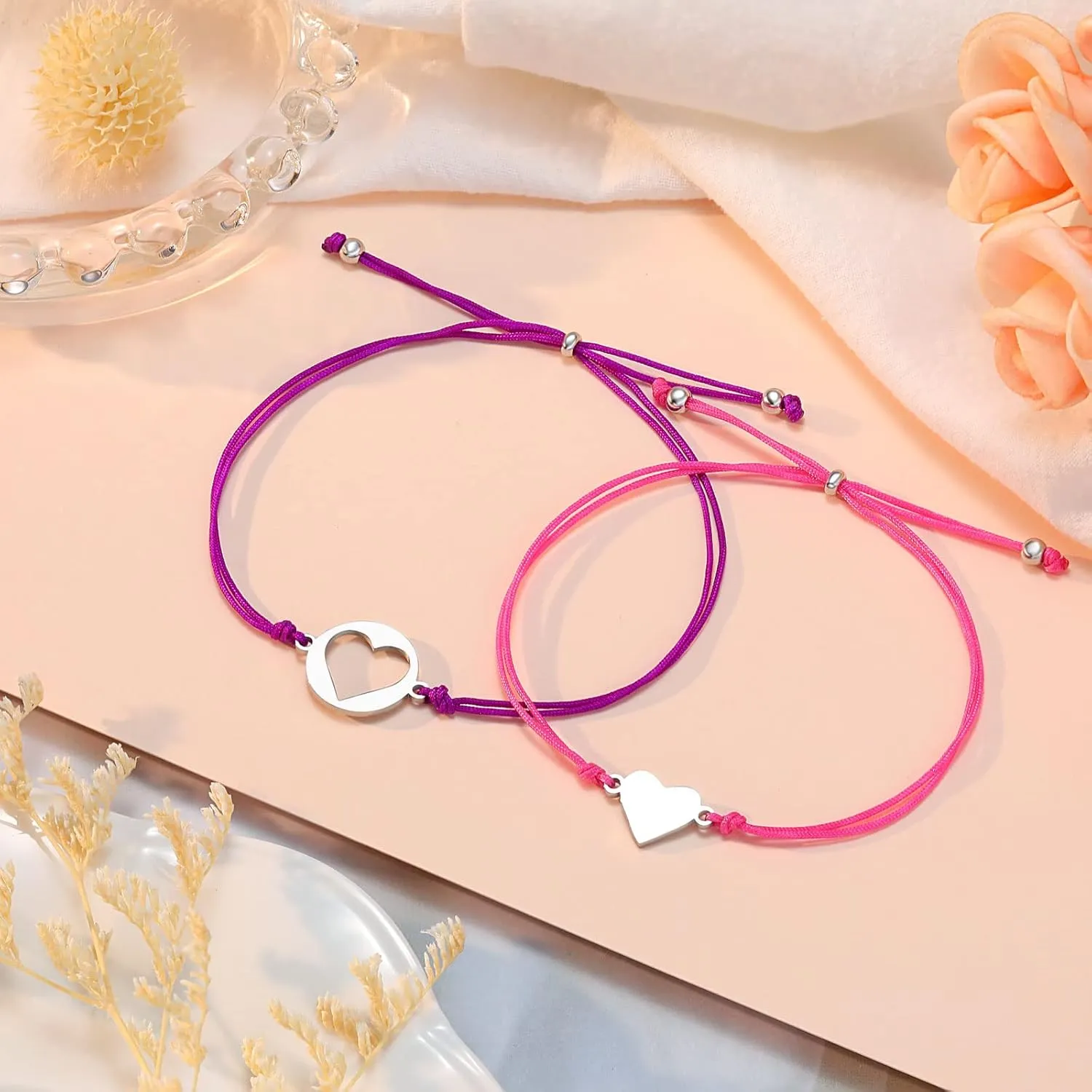 PINKDODO Back to School Gifts Mother Daughter Bracelet Set for 2 First Day of School Bracelet Mommy and Me Bracelets for Mother Daughter Girls Boys