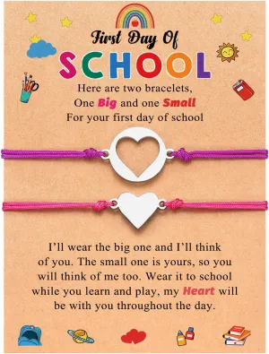 PINKDODO Back to School Gifts Mother Daughter Bracelet Set for 2 First Day of School Bracelet Mommy and Me Bracelets for Mother Daughter Girls Boys