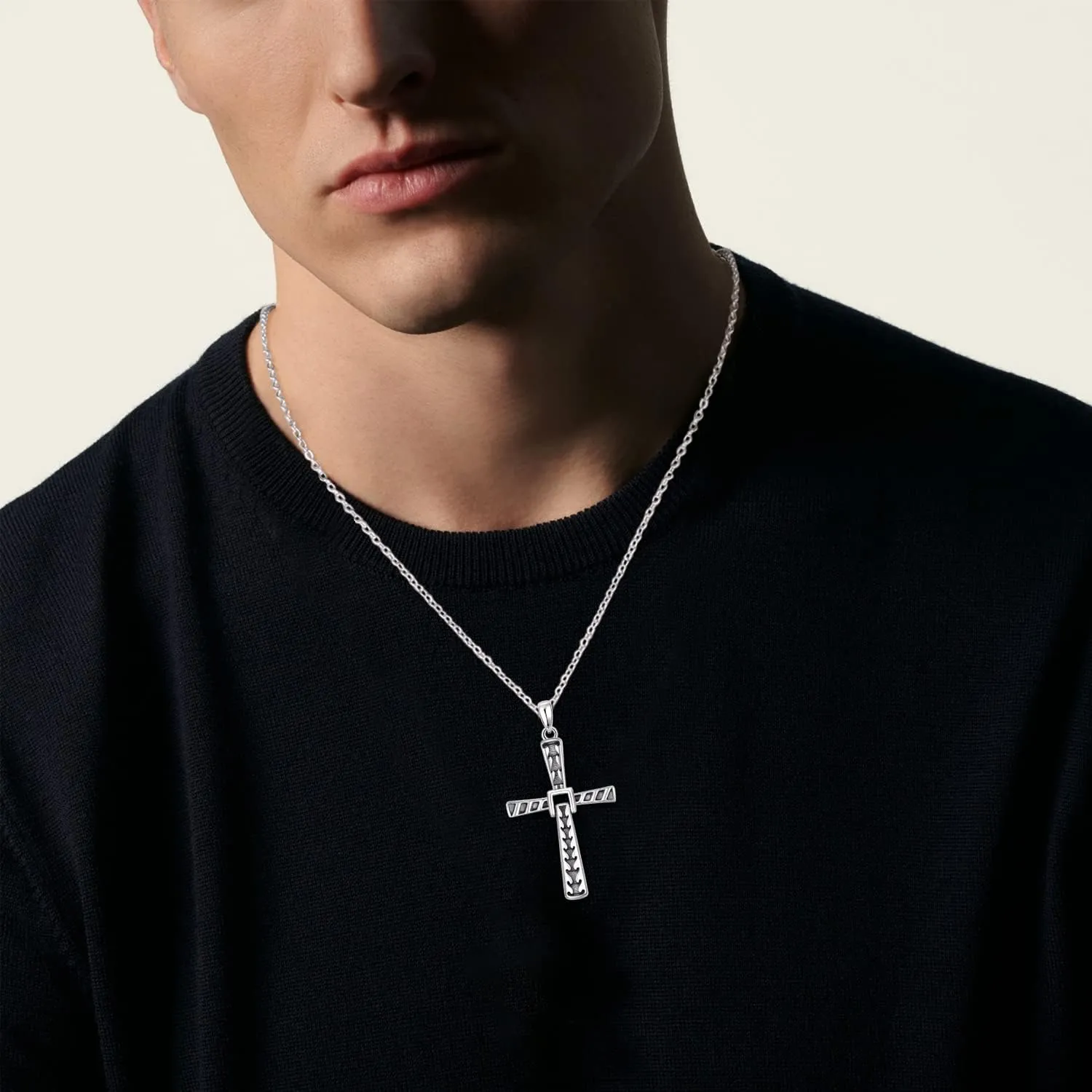 PRAYMOS 925 Sterling Silver Cross Necklace for Women Men Crucifix Cross Pendant Necklaces Simple Jewelry Gifts