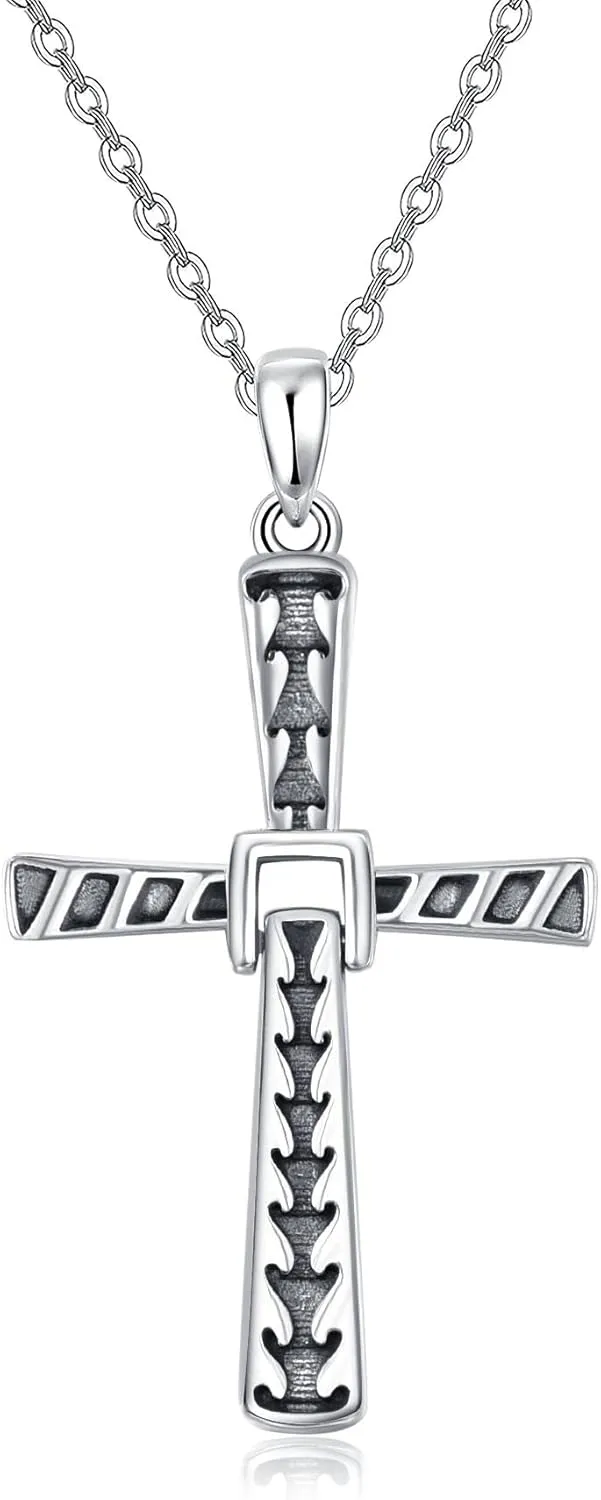 PRAYMOS 925 Sterling Silver Cross Necklace for Women Men Crucifix Cross Pendant Necklaces Simple Jewelry Gifts