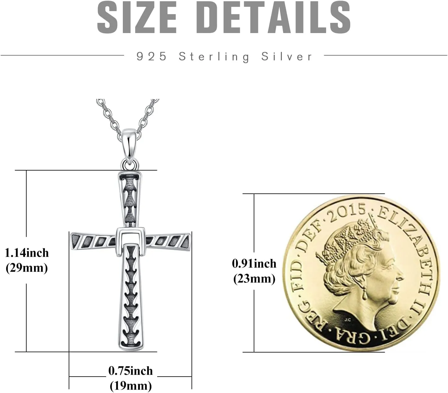 PRAYMOS 925 Sterling Silver Cross Necklace for Women Men Crucifix Cross Pendant Necklaces Simple Jewelry Gifts