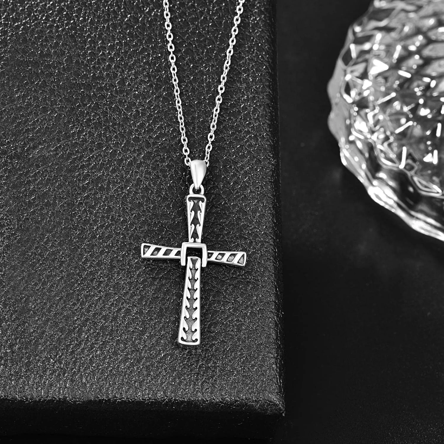 PRAYMOS 925 Sterling Silver Cross Necklace for Women Men Crucifix Cross Pendant Necklaces Simple Jewelry Gifts