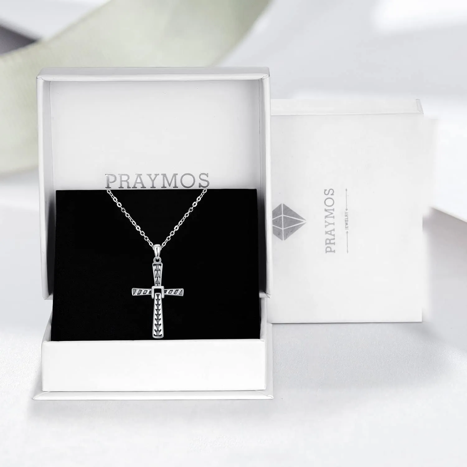 PRAYMOS 925 Sterling Silver Cross Necklace for Women Men Crucifix Cross Pendant Necklaces Simple Jewelry Gifts