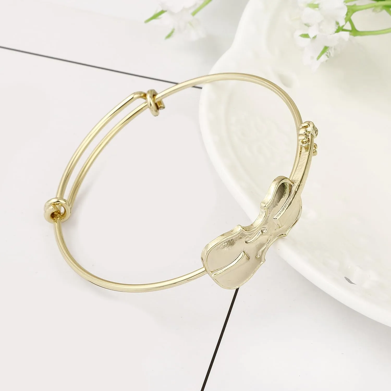 Preppy Bracelets Music Lover Violin Stretch Bangle Bracelet Jewelry Gifts