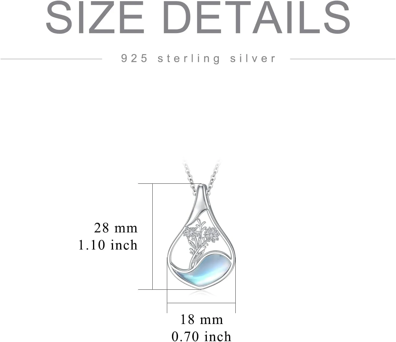 PROESS Moonstone Birth Flower Necklaces for Women Mother Sterling Silver Teardrop Necklace Teardrop Jewelry Gifts for Birthday Christmas