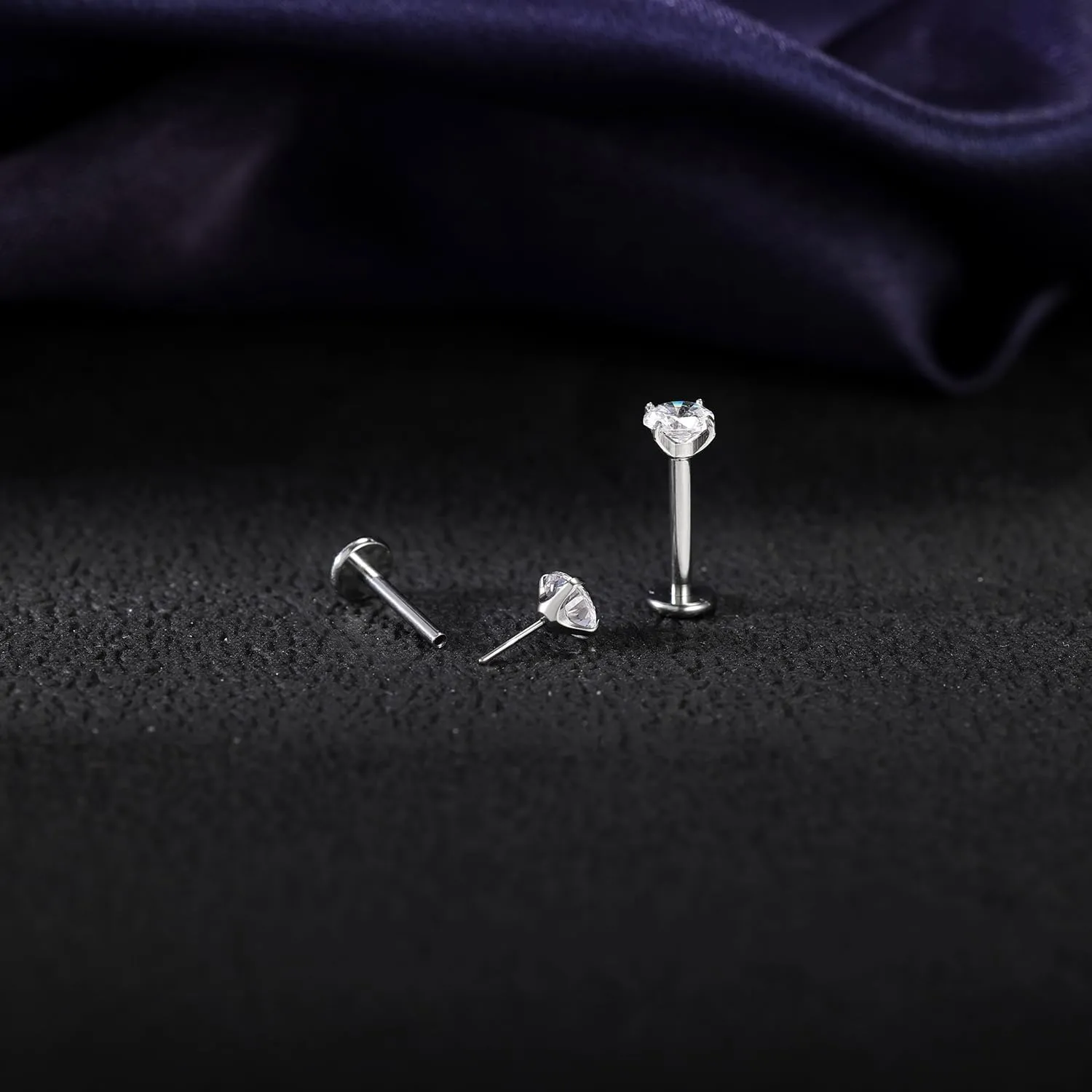PunkTracker 16g/18g/20g Titanium Steel Threadless Flat Back Cartilage Earrings for Helix/Tragus/Conch/Daith/Earlobe - Nose Studs Lip Rings Labret Monroe Piercing Jewelry for Women Men 2PCS