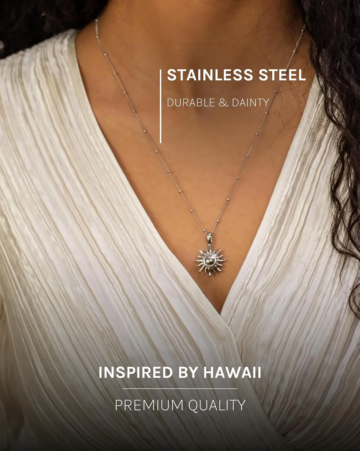 Purelei Sun Necklace  18K Gold plated stainless steel jewelry  Waterproof chain  20 to 22 inch adjustable length  Fashion jewelry for your individual look