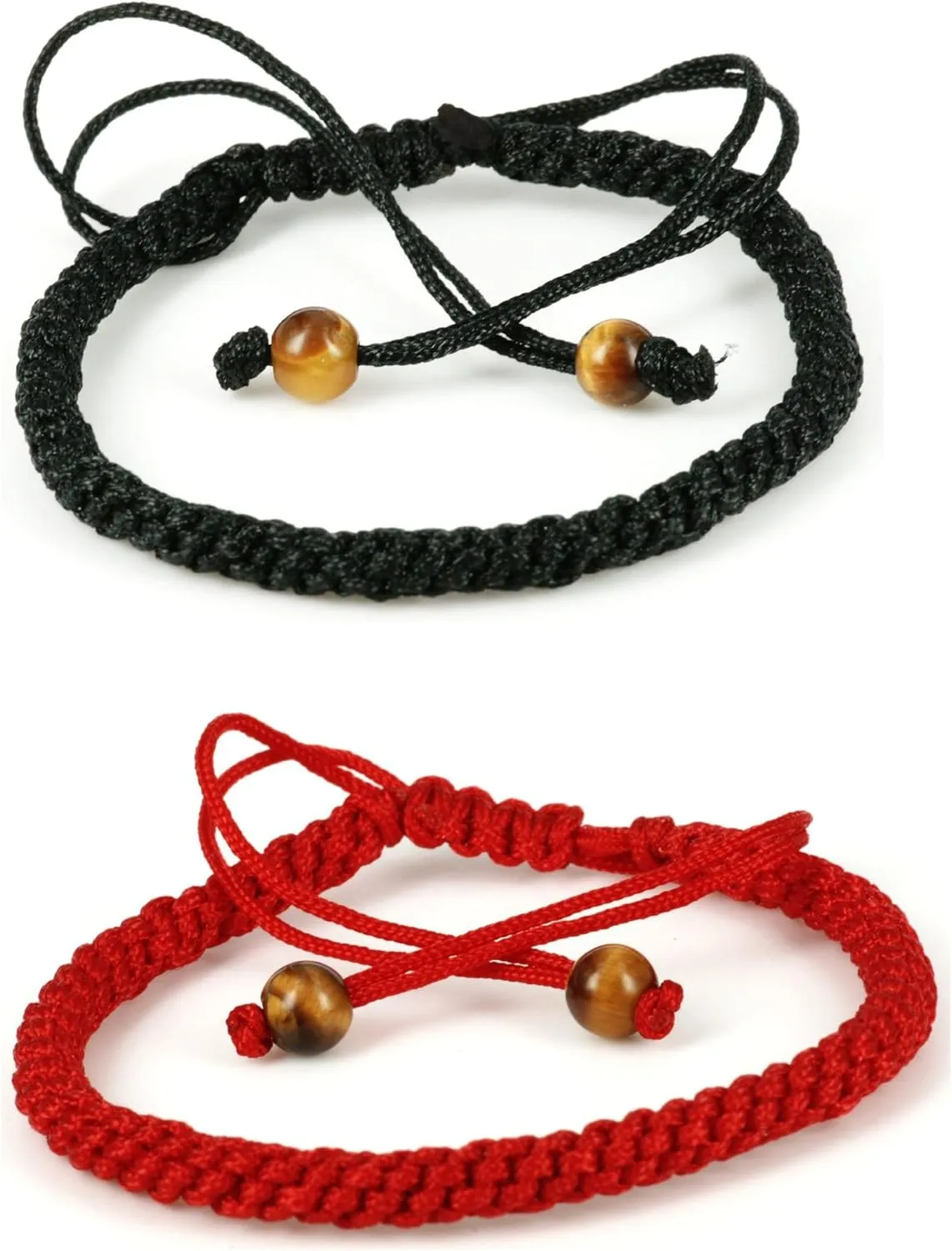 PURPLE WHALE Kabbalah String Knot Braided Bracelet for Women, Men | Adjustable Handmade Bracelet for Friendship, Graduation, Good Luck Protection | 2 Pcs (Red & Black)