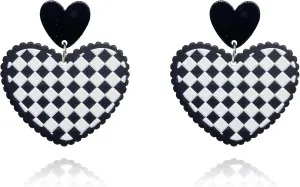 QUPENGXU Fashion Double Hearts Drop Dangle Earrings Simplicity Relief Color Contrast Earrings For Women