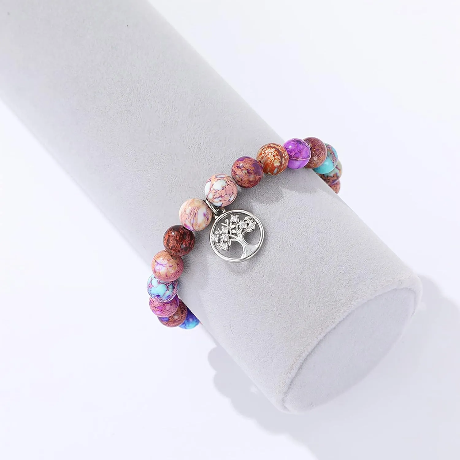 QWNHONEY Mothers Day Gift for Grandma Mom Mother in Law Sister in Law Bonus mom Granny Nana Valentine's Day Birthday Anniversary Pink Red Natural Stone Tree of Life Bracelet