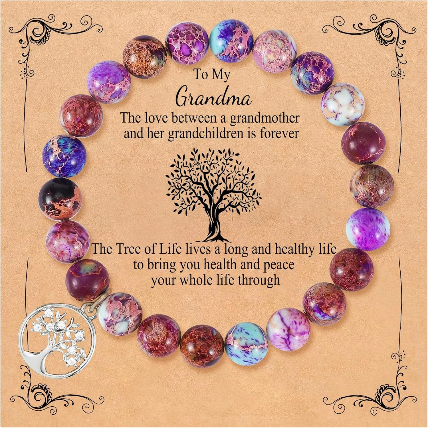 QWNHONEY Mothers Day Gift for Grandma Mom Mother in Law Sister in Law Bonus mom Granny Nana Valentine's Day Birthday Anniversary Pink Red Natural Stone Tree of Life Bracelet