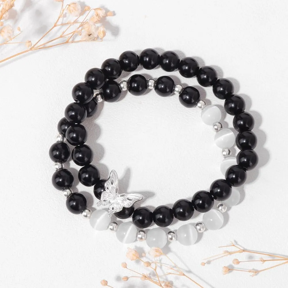 Raicegs Healing Crystal Bracelets for Women Amethyst Rose Quartz Bracelet Set 8mm Natural Stone Beaded Bracelet Anxiety Stress Relief Purple Bracelets for Women