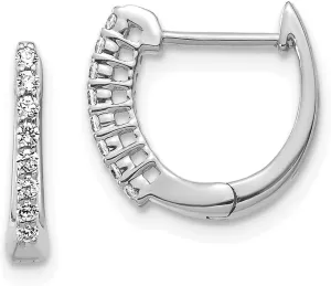 Real 14K White Gold Diamond Hinged Hoop Huggie Earrings - 11mm x 12mm (.16 cttw.)