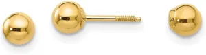 Real 14k Yellow Gold Reversible 4mm Ball Studs Earrings 4mm