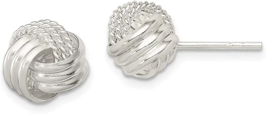 Real 925 Sterling Silver and Textured Unique Post Studs Earrings 10mm