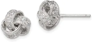 Real 925 Sterling Silver CZ Cubic Zirconia Love Knot Post Studs Earrings - 11mm x 10mm