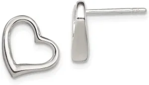 Real 925 Sterling Silver Heart Studs Earrings 10mm