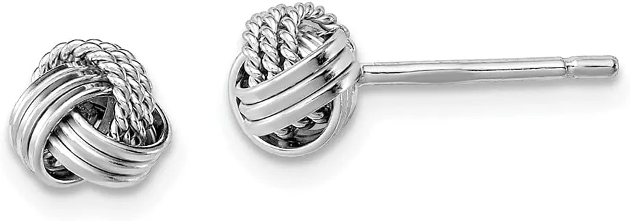 Real 925 Sterling Silver Triple Knot Rope Post Studs Earrings - 6mm x 7mm