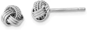 Real 925 Sterling Silver Triple Knot Rope Post Studs Earrings - 6mm x 7mm