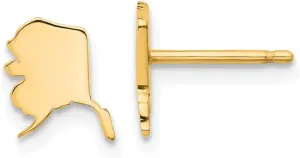 Real 925 Sterling Silver Yellow Gold-Plated AK Small State Studs Earring - 8mm x 8mm