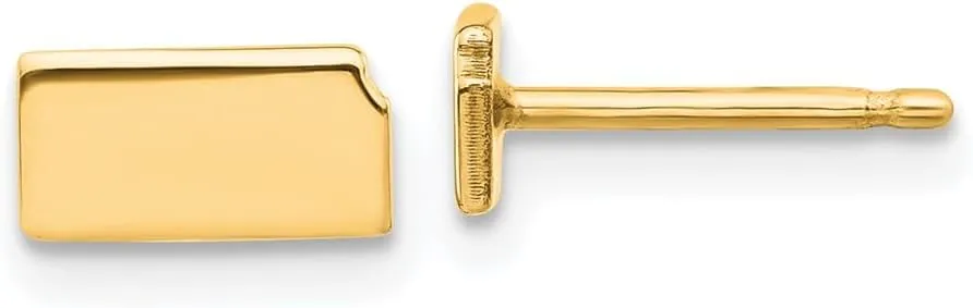 Real 925 Sterling Silver Yellow Gold-Plated KS Small State Studs Earring - 4mm x 8mm