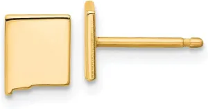Real 925 Sterling Silver Yellow Gold-Plated NM Small State Studs Earring - 7mm x 5mm