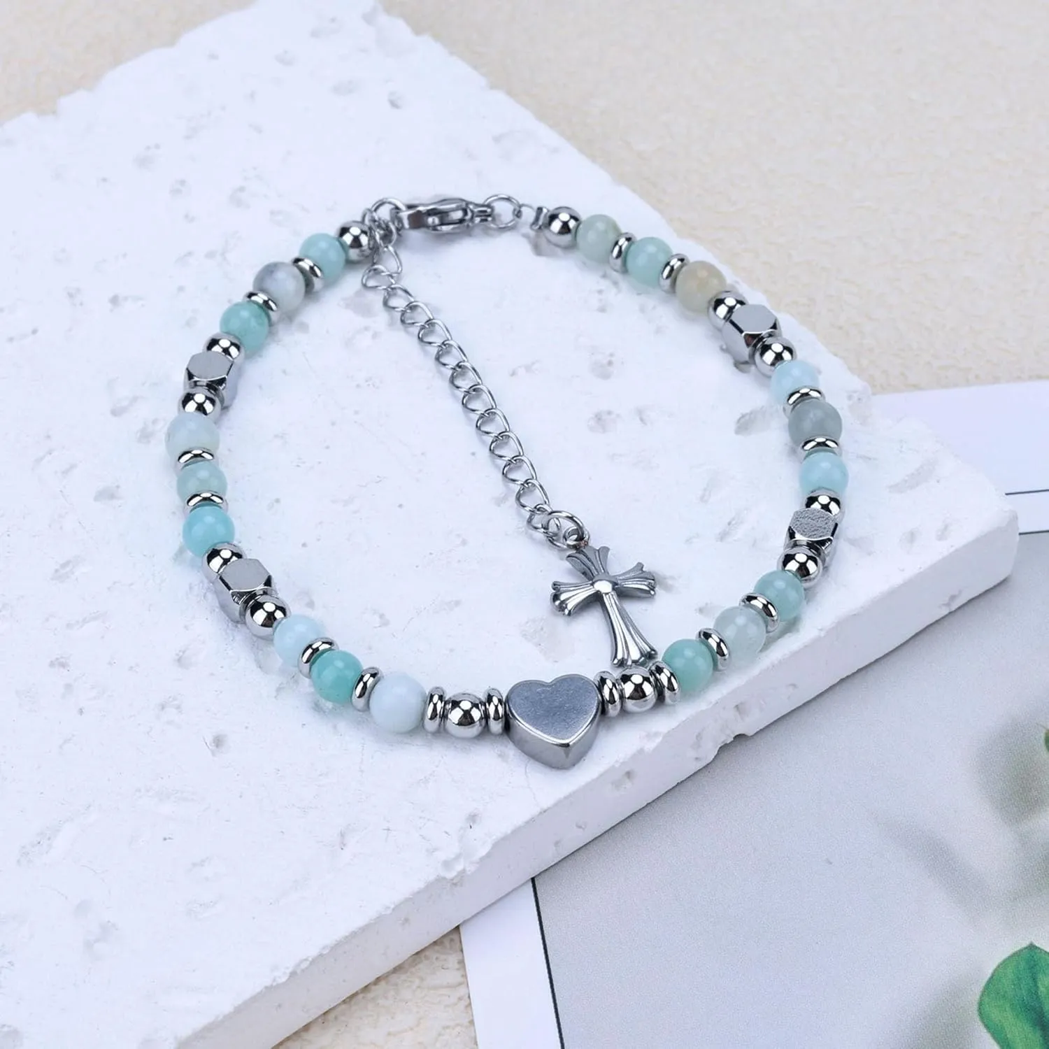 Religious Cross Beaded Bracelets for Women Teens First Christian Faith Confirmation Gift, Bestie Friendship Bracelet for Sister Daughter Niece Granddaughter on Birthday Gifts from Mom Auntie