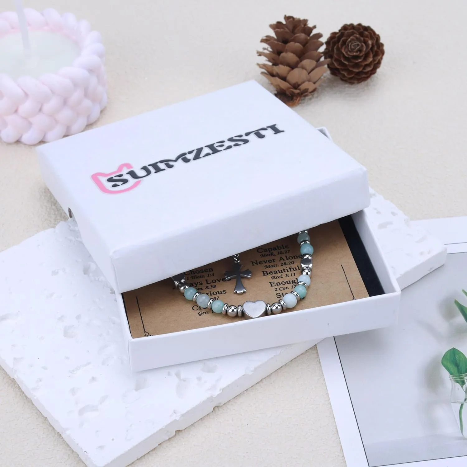 Religious Cross Beaded Bracelets for Women Teens First Christian Faith Confirmation Gift, Bestie Friendship Bracelet for Sister Daughter Niece Granddaughter on Birthday Gifts from Mom Auntie