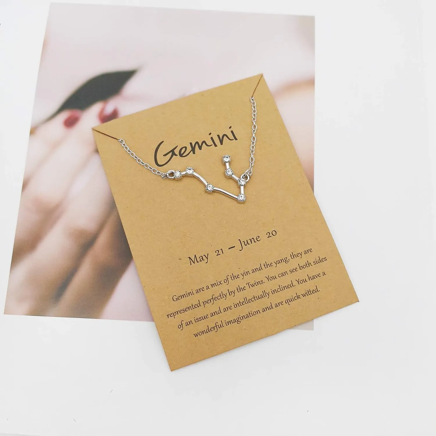 Rhinestone Zodiac Pendant Necklace for Women Silver Crystal 12 Constellation Necklaces Horoscope Sign Star Gemini Necklace Friendship Jewelry