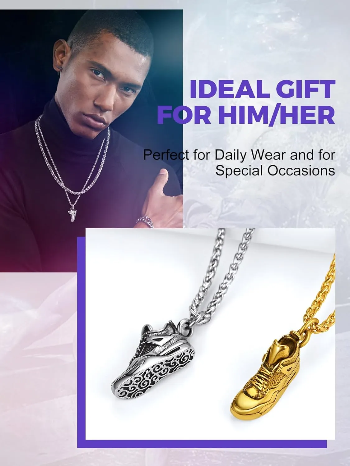 Richsteel Necklaces for Men Women Football/Basketball/Boxing Gloves/Shoes Pendant Stainless Steel Hip Hop Sports Fan Jewelry