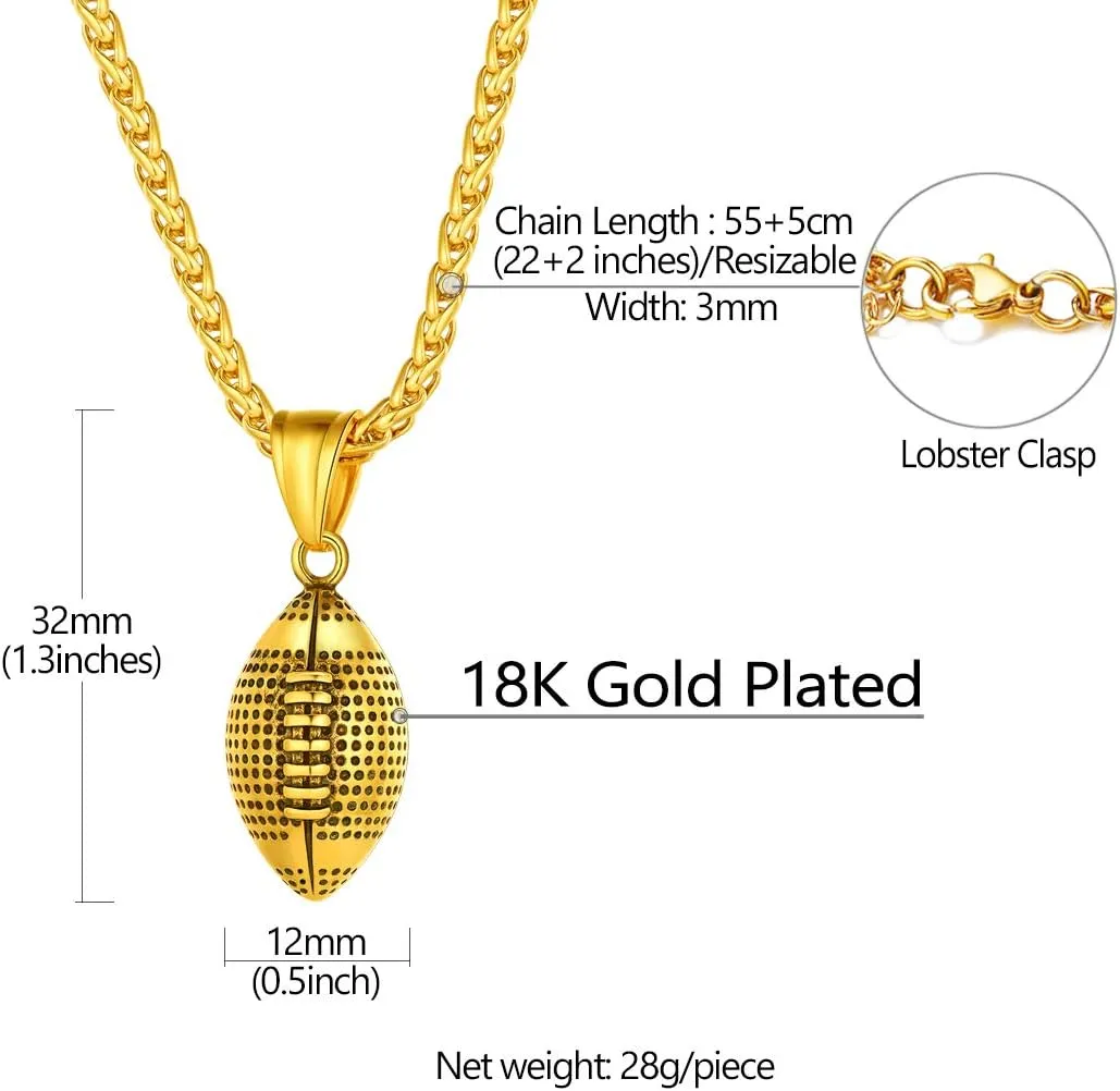 Richsteel Necklaces for Men Women Football/Basketball/Boxing Gloves/Shoes Pendant Stainless Steel Hip Hop Sports Fan Jewelry