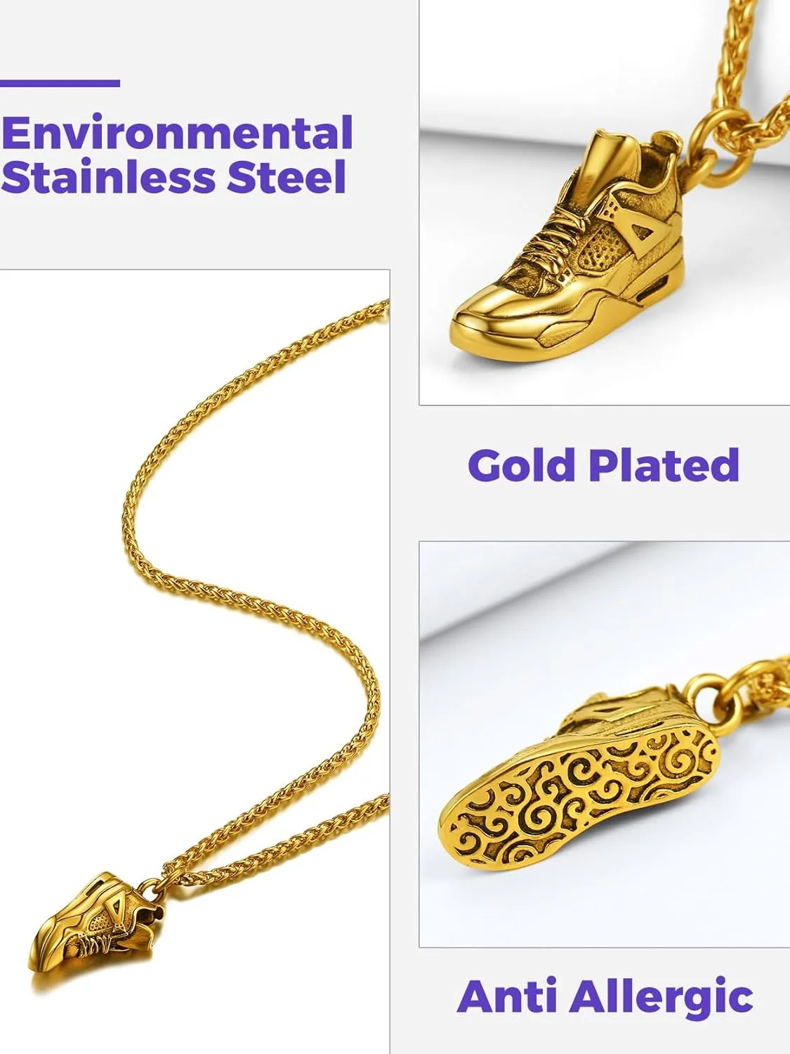 Richsteel Necklaces for Men Women Football/Basketball/Boxing Gloves/Shoes Pendant Stainless Steel Hip Hop Sports Fan Jewelry