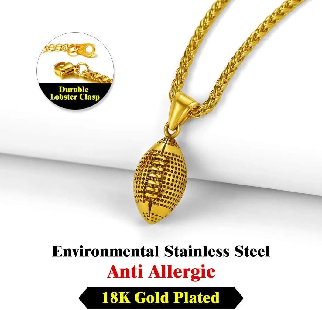 Richsteel Necklaces for Men Women Football/Basketball/Boxing Gloves/Shoes Pendant Stainless Steel Hip Hop Sports Fan Jewelry