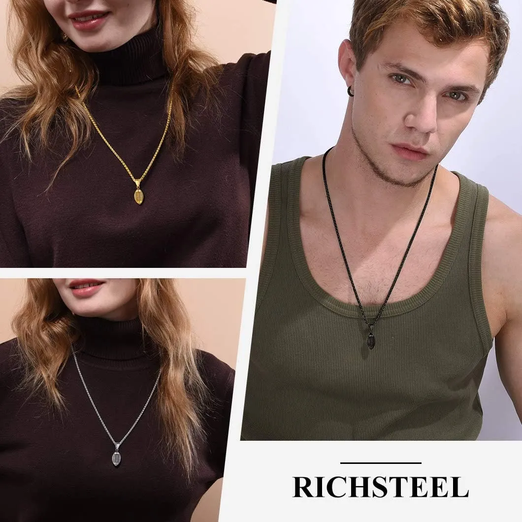 Richsteel Necklaces for Men Women Football/Basketball/Boxing Gloves/Shoes Pendant Stainless Steel Hip Hop Sports Fan Jewelry