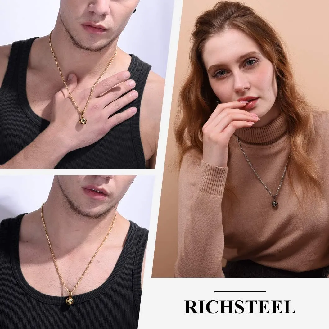 Richsteel Necklaces for Men Women Football/Basketball/Boxing Gloves/Shoes Pendant Stainless Steel Hip Hop Sports Fan Jewelry