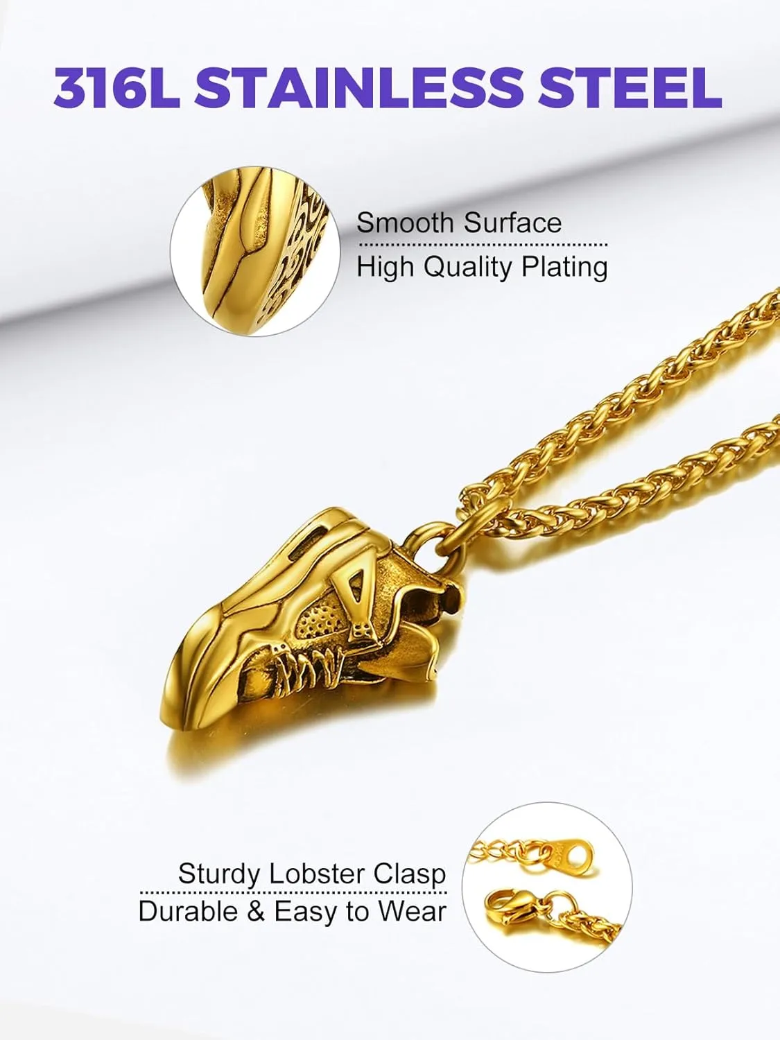 Richsteel Necklaces for Men Women Football/Basketball/Boxing Gloves/Shoes Pendant Stainless Steel Hip Hop Sports Fan Jewelry