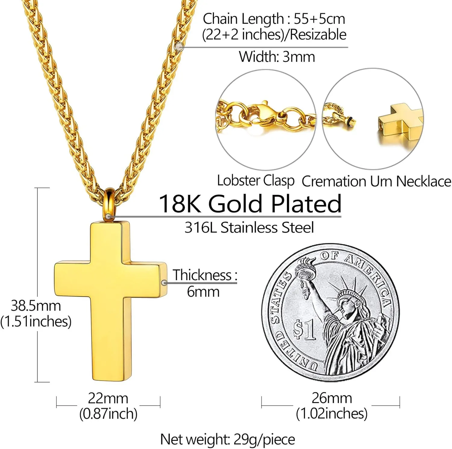 Richsteel Urn Necklaces for Ashes for Women Men Cremation Pendant Necklace for Ashes Stainless Steel Memorial Jewelry