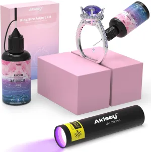 Ring Sizers for Loose Rings, Ring Size Adjuster Kit for Women, Rings Guards Kit with UV Light & Glue, Fixators, Invisible Traceless Tightener for Adult & Men, Fit Any Size, Easy to Apply&Remove