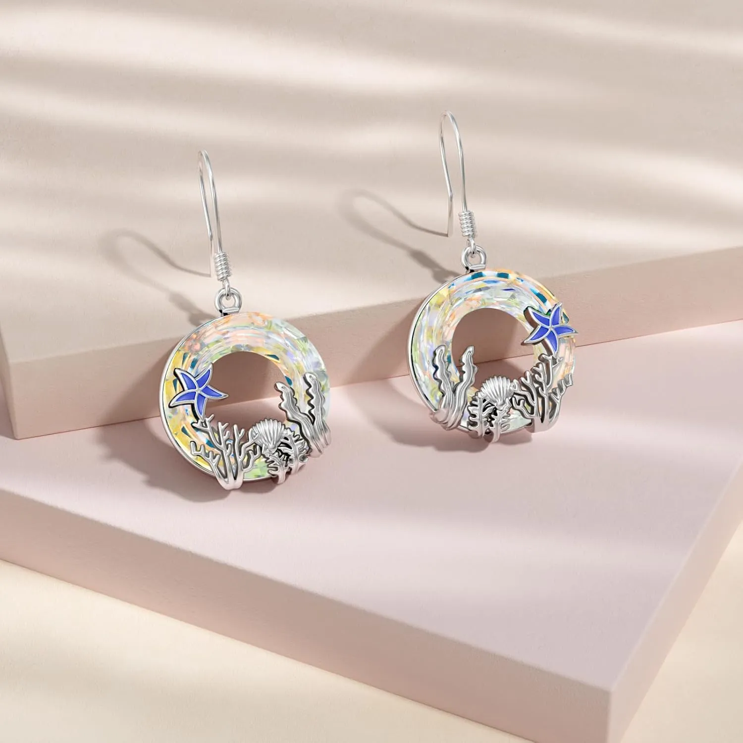 ROMANTIC WORK Sunflower/Spike/Paw Print/Highland Cow/Platypus/Octopus/Ballerina/Alien Earrings 925 Sterling Silver Moonstone Crystal Dangle Earrings Birthday Jewelry Gifts for Women Wife