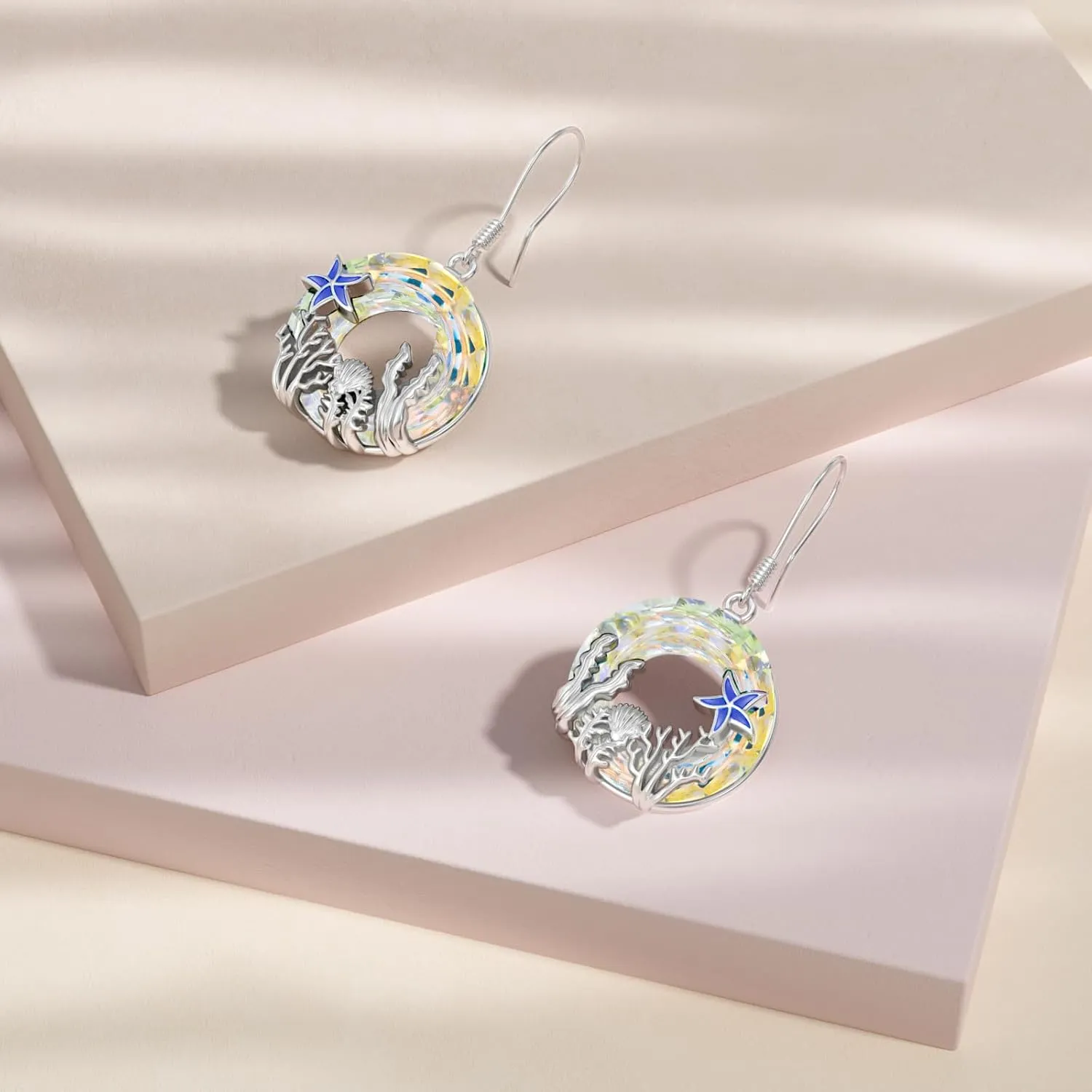 ROMANTIC WORK Sunflower/Spike/Paw Print/Highland Cow/Platypus/Octopus/Ballerina/Alien Earrings 925 Sterling Silver Moonstone Crystal Dangle Earrings Birthday Jewelry Gifts for Women Wife