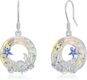 ROMANTIC WORK Sunflower/Spike/Paw Print/Highland Cow/Platypus/Octopus/Ballerina/Alien Earrings 925 Sterling Silver Moonstone Crystal Dangle Earrings Birthday Jewelry Gifts for Women Wife
