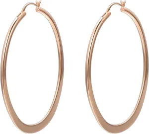 Rose Gold Oval Hoop Earrings for women 14K Rose Gold Hoop Earrings Lightweight Hypoallergenic Earrings Jewelry