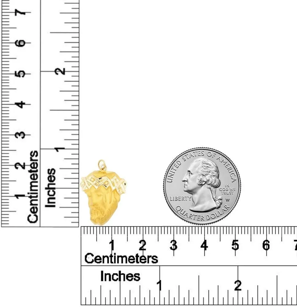 RP 14K Yellow Gold and White Gold Polished Jesus Christ Head Thorn Crown Religious Pendant Charm Necklaces Fine Jewelry Gifts for Women and Men