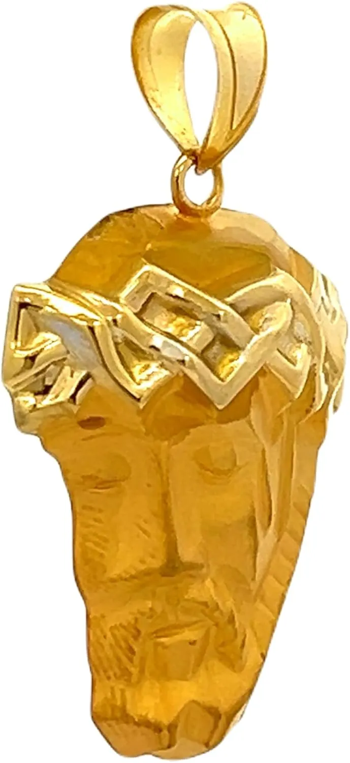 RP 14K Yellow Gold and White Gold Polished Jesus Christ Head Thorn Crown Religious Pendant Charm Necklaces Fine Jewelry Gifts for Women and Men