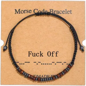Rrdaily Inspirational Gifts for Women Morse Code Bracelets Friendship Bracelet Beaded Bracelet Adjustable Braided Rope Bracelet Funny Gifts Bracelets for Men
