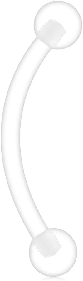 Ruifan 10-40PCS Clear Bioflex Acrylic Curved Barbell Snake Eyes Tongue Ring Retainer Piercing 14G